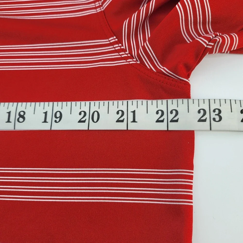 Nike Golf Dri Fit Performance Red White Stripe Polo Shirt Mens Large‎
